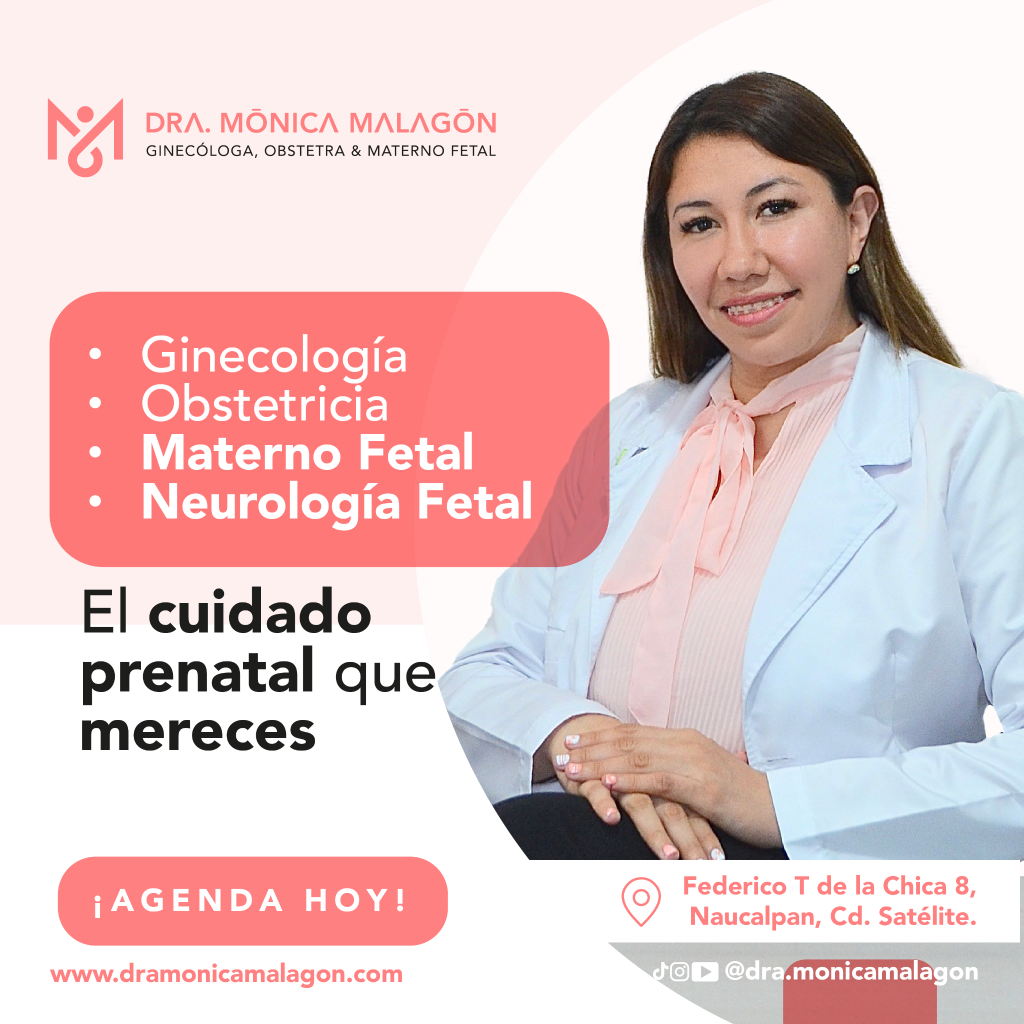 Dra Mónica Malagón Facebook ad: ¡Un buen control prenatal para un nacimiento seguro!