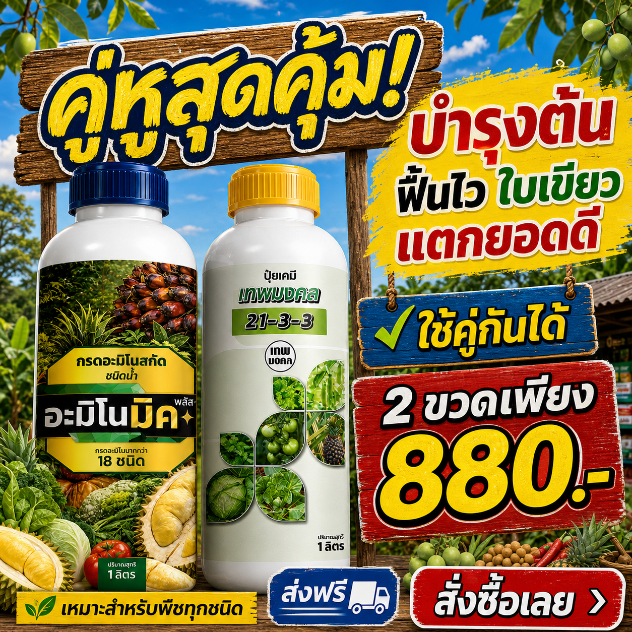 จำหน่ายปุ๋ยน้ำ สูตรพรีเมี่ยม ตราเทพมงคล Facebook ad