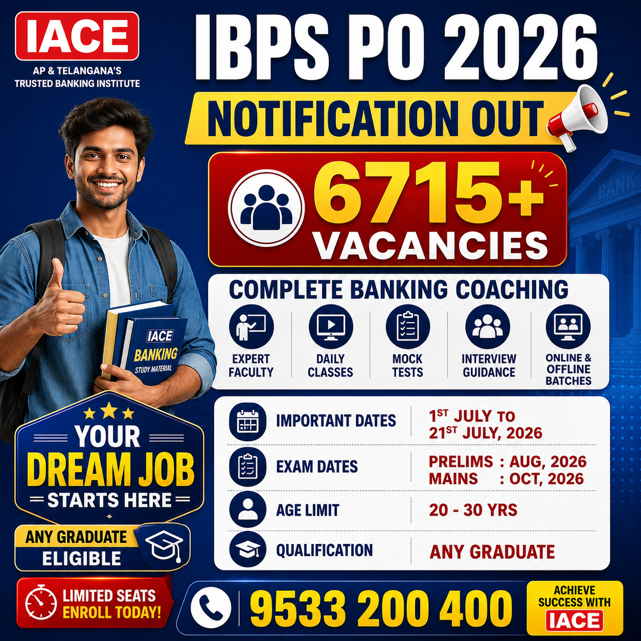 IACE Facebook ad: IBPS PO 2026 Admissions Open