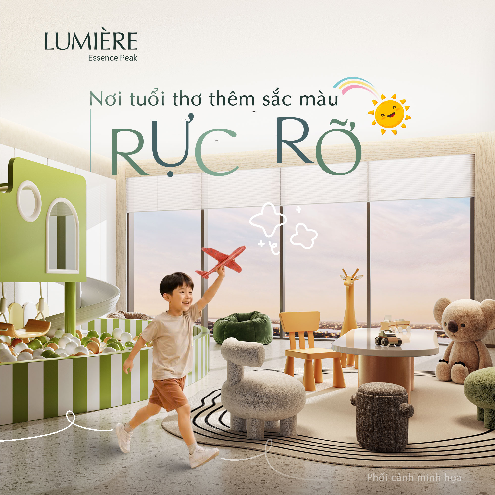 Lumière Essence Peak Facebook ad: NƠI TUỔI THƠ THÊM SẮC MÀU RỰC RỠ…