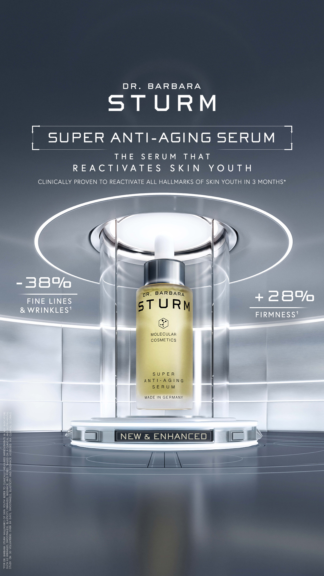 Dr. Barbara Sturm Facebook ad: New & Enhanced: Super Anti-Aging Serum