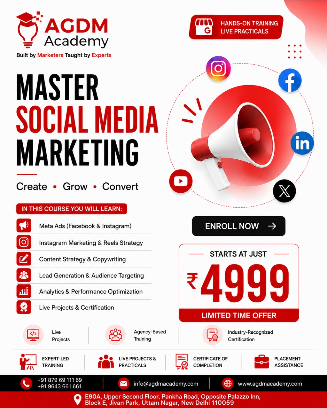 AGDM Academy Facebook ad: Course starts at ₹4999