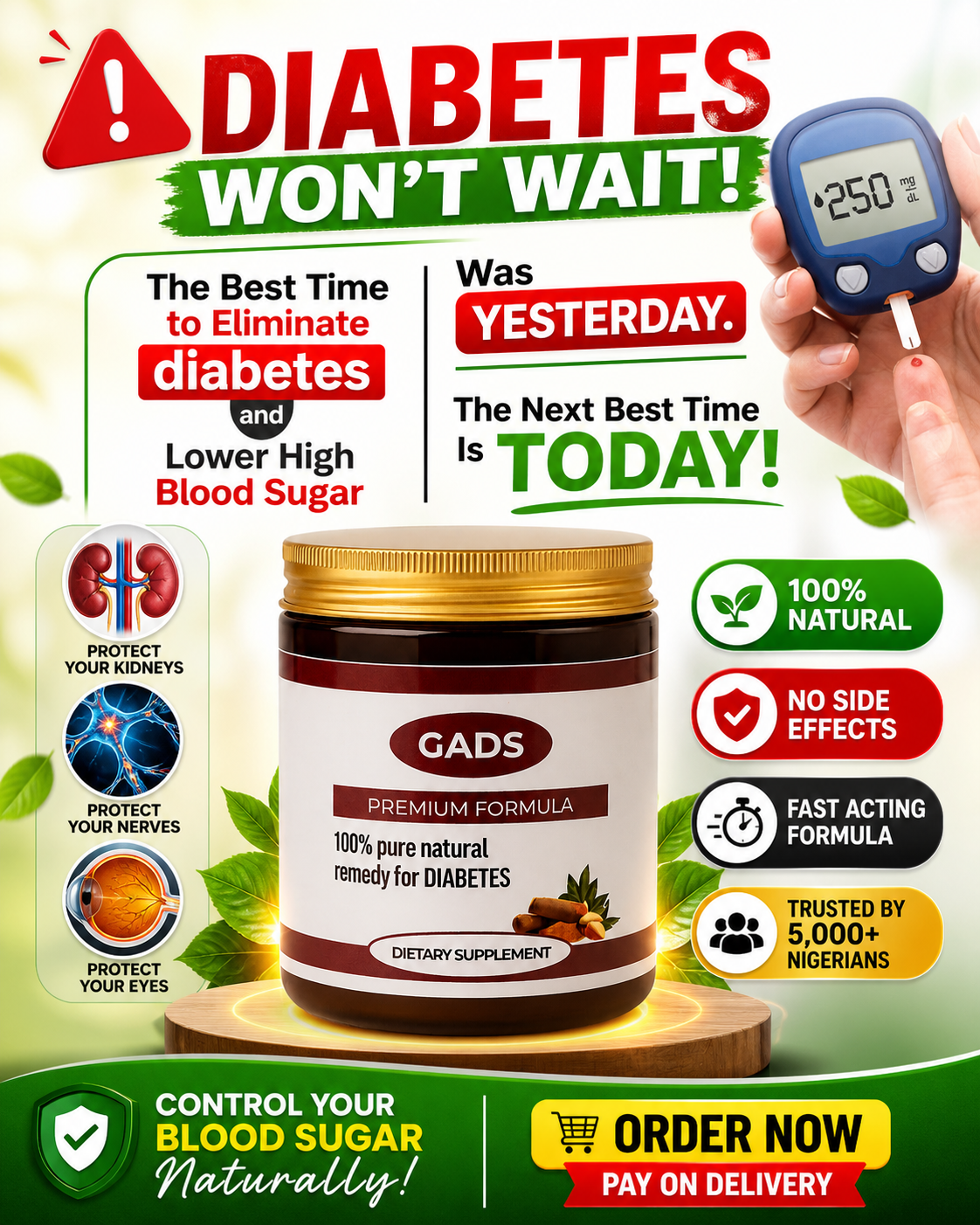 Your Solution Facebook ad: Diabetes Control Made Natural, GADS Herbal Tea