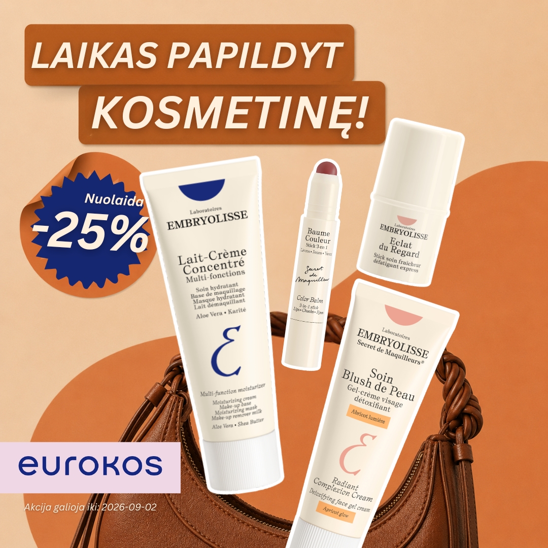 Embryolisse Lietuva Facebook ad: Laikas papildyti kosmetinę tuo, ką tikrai naudosi.