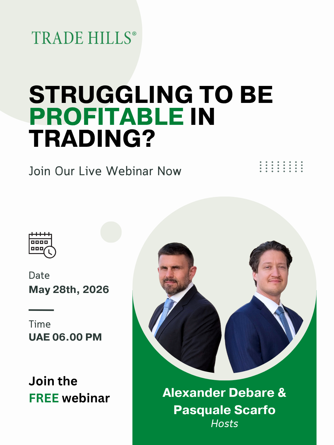 Trade Hills Financial Facebook ad: Still not profitable? This free webinar shows you what's…