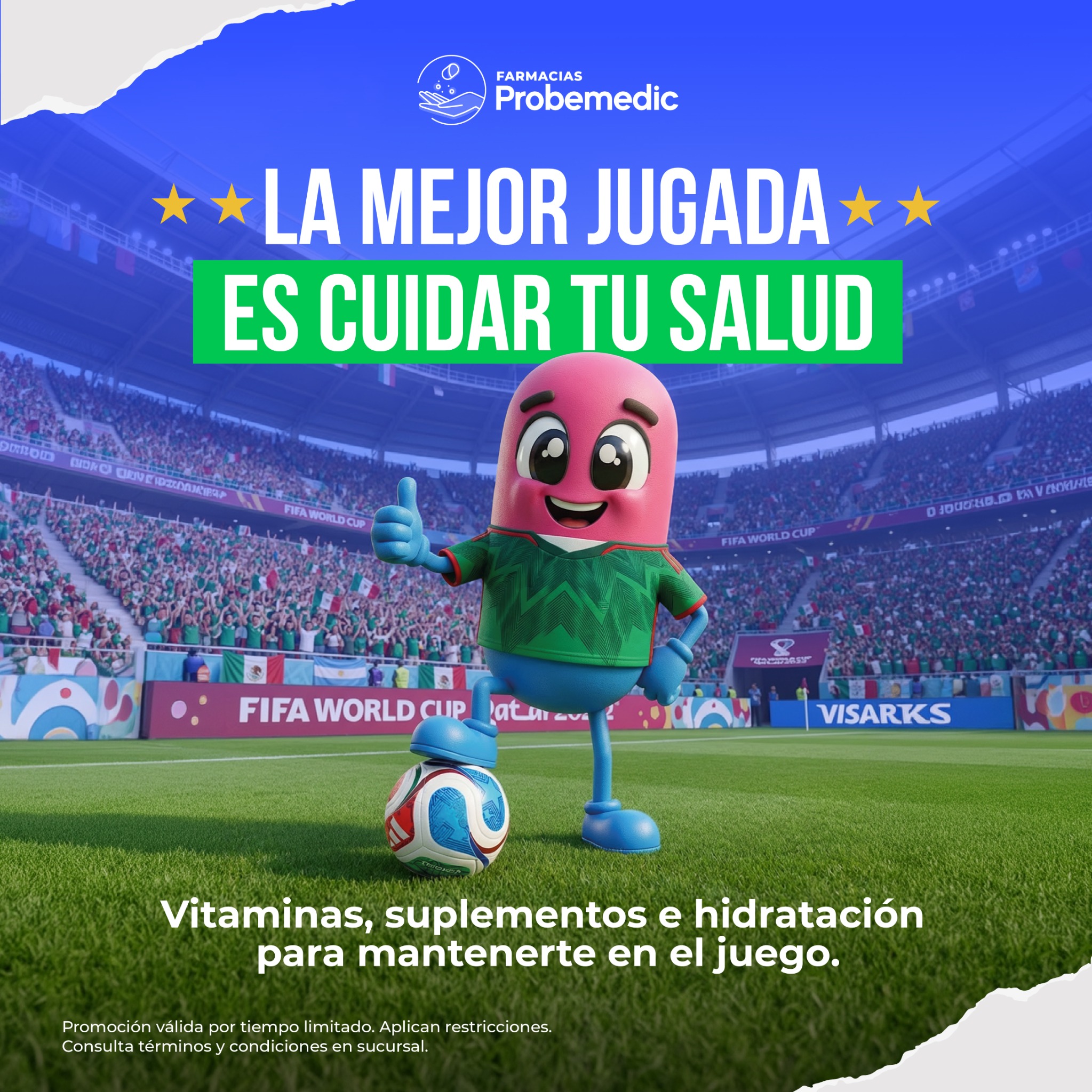 Farmacias Probemedic Facebook ad: La pildora más futbolera está en Farmacias Probemedic