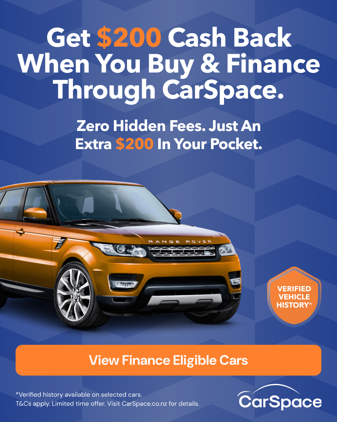 CarSpace NZ Facebook ad: Get $200 Cash Back When You Buy & Finance through Car Space.