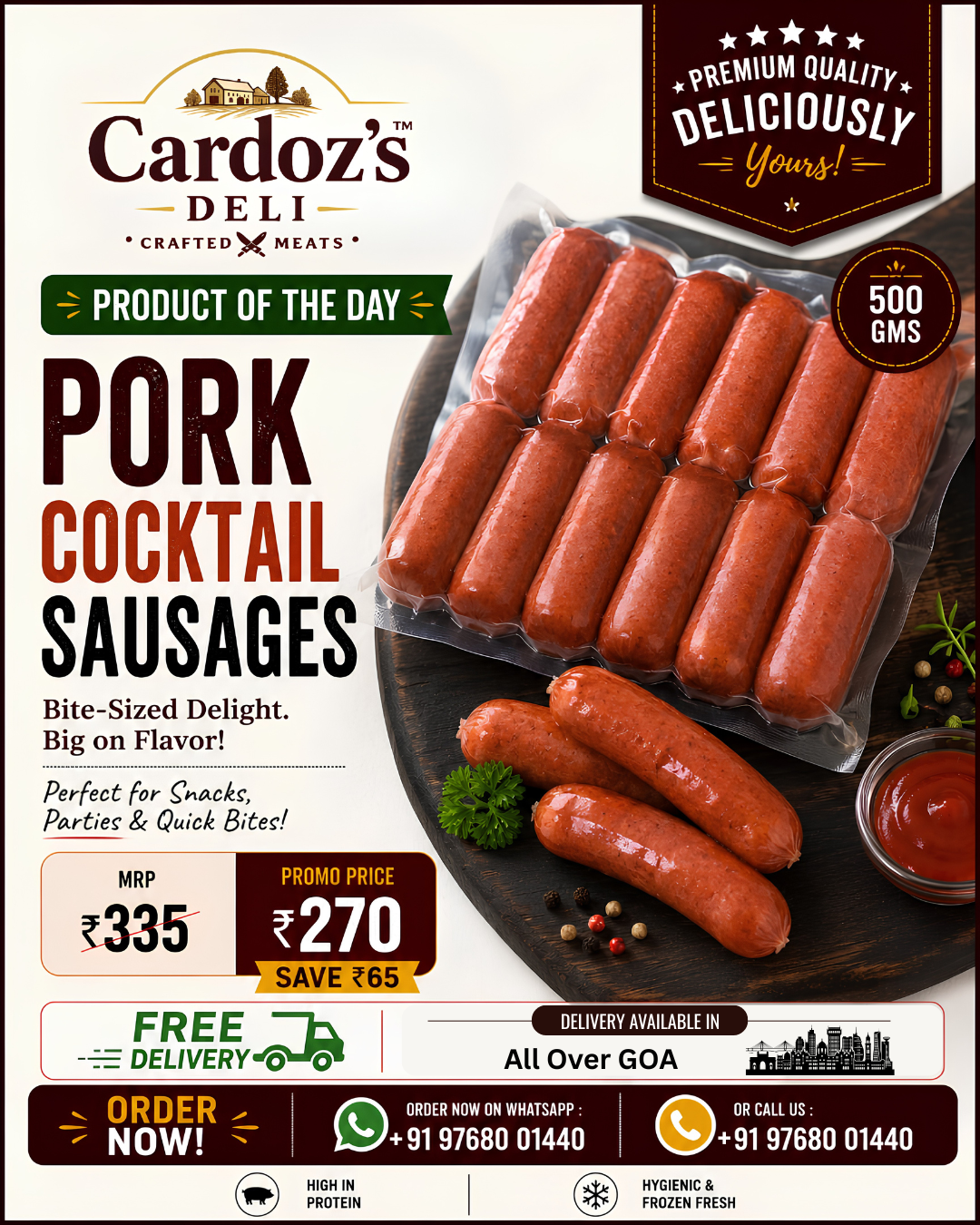 Cardozsdeli Facebook ad: Premium Pork Deli, Delivered Across Goa!