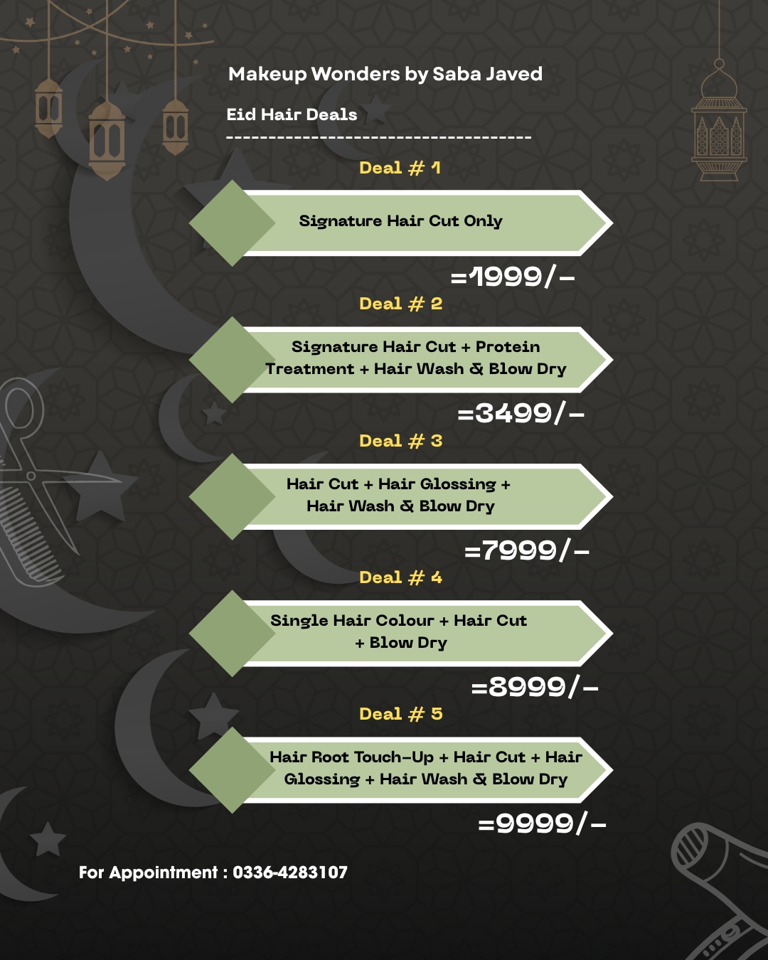 Makeup Wonders BY Saba Javed Facebook ad: Premium Hair Treatments in Lahore, Eid Special Prices