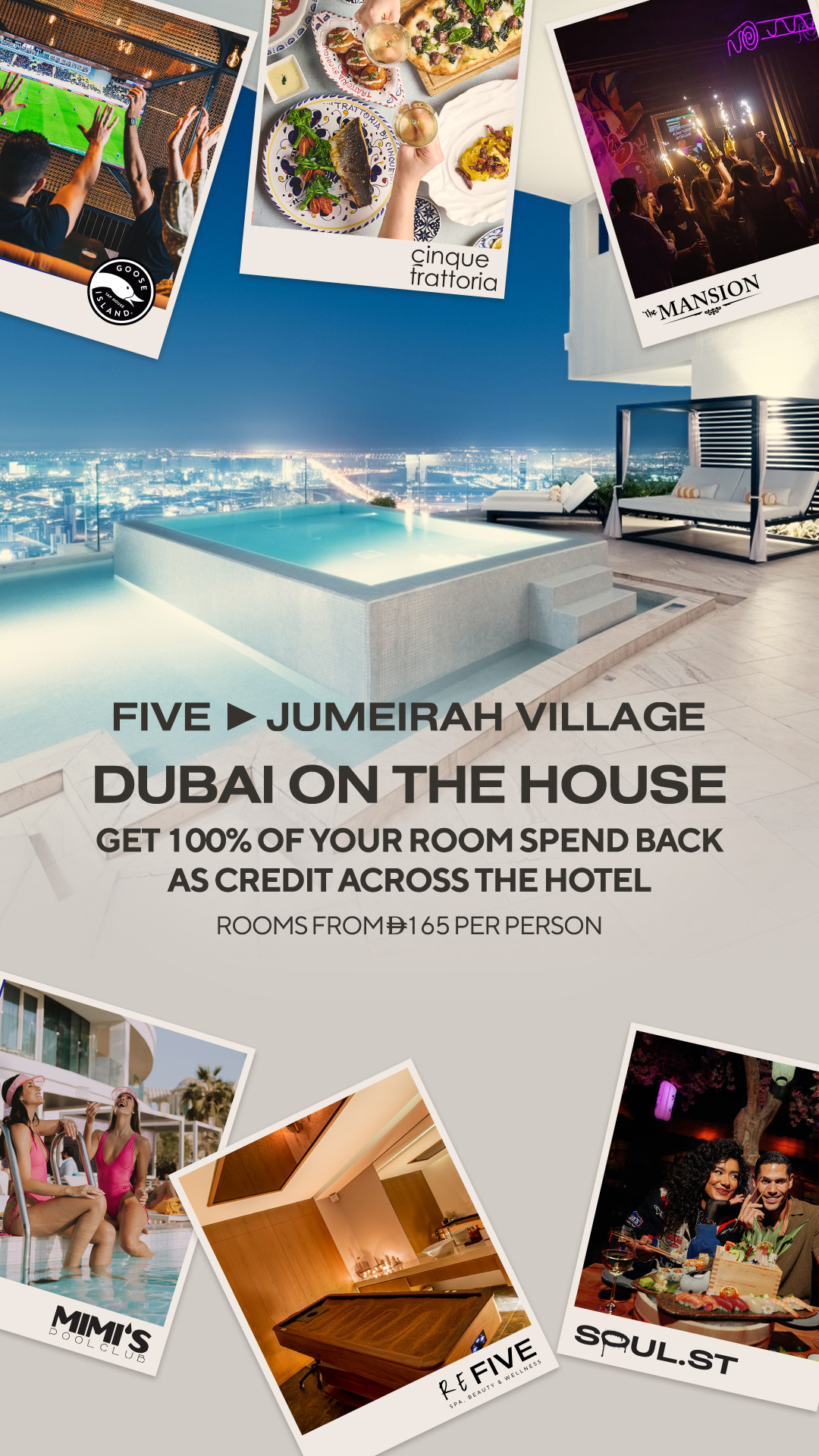 FIVE Jumeirah Village Facebook ad from May 22, 2026
