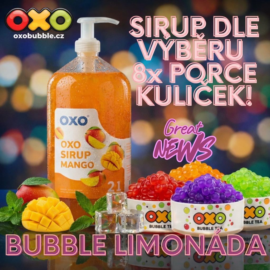 OXO TEA B2B Facebook ad: BUBBLE LIMONÁDA + 8× KULIČKY NAVÍC