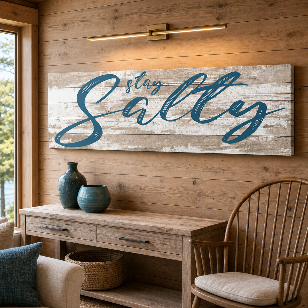 Tailored Canvases - Personalized Art Facebook ad: Stay Salty Coastal Sign II | Made in the USA | Ships Fast