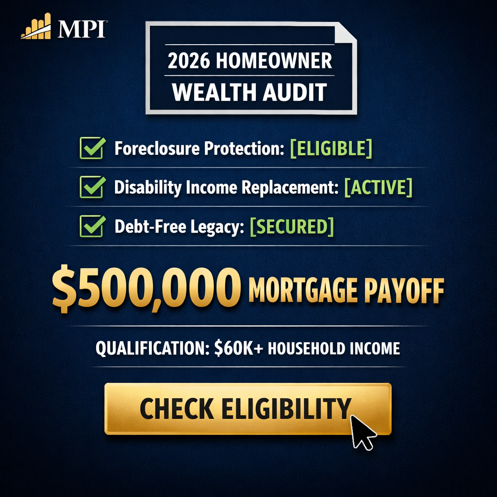 Life insurance and Retirement USA Facebook ad: Mortgage Protection w/ Living Benefits
