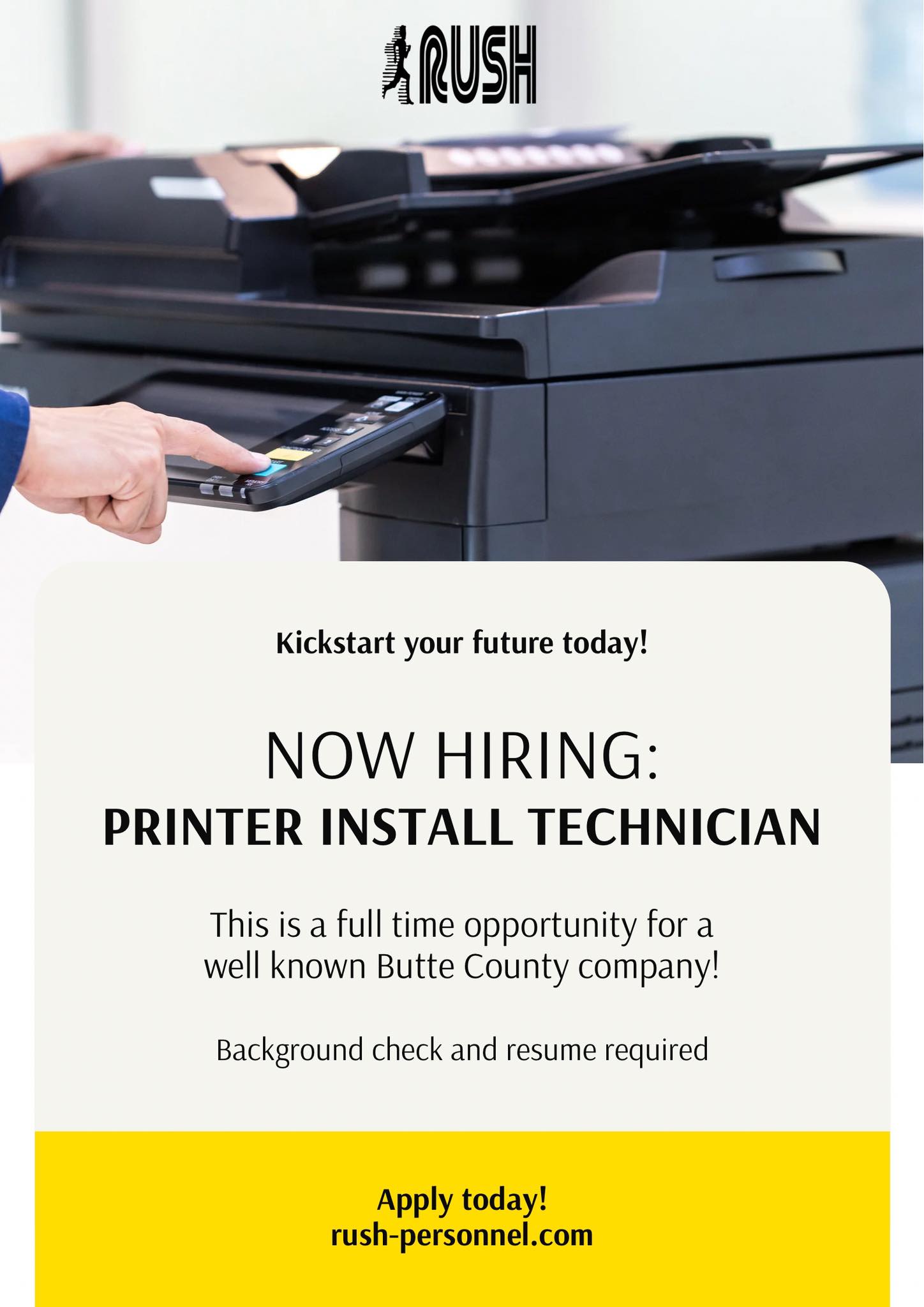 Rush Personnel Services Inc Chico CA Facebook ad
