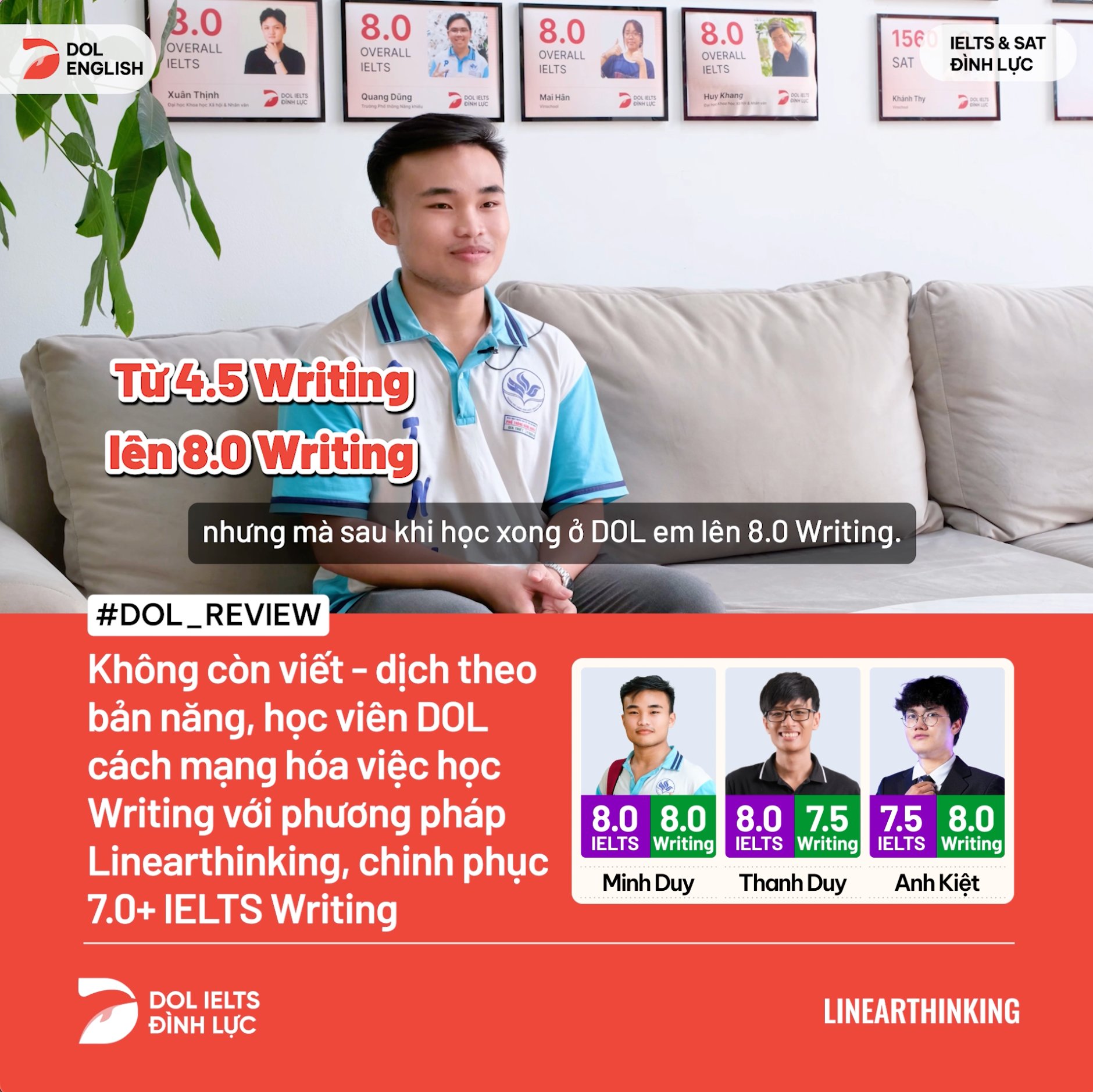 DOL Đình Lực - Học IELTS SAT TOEIC Online Facebook ad: Bứt phá 7.0+ IELTS - 7.0+ Writing với Linearthinking độc…