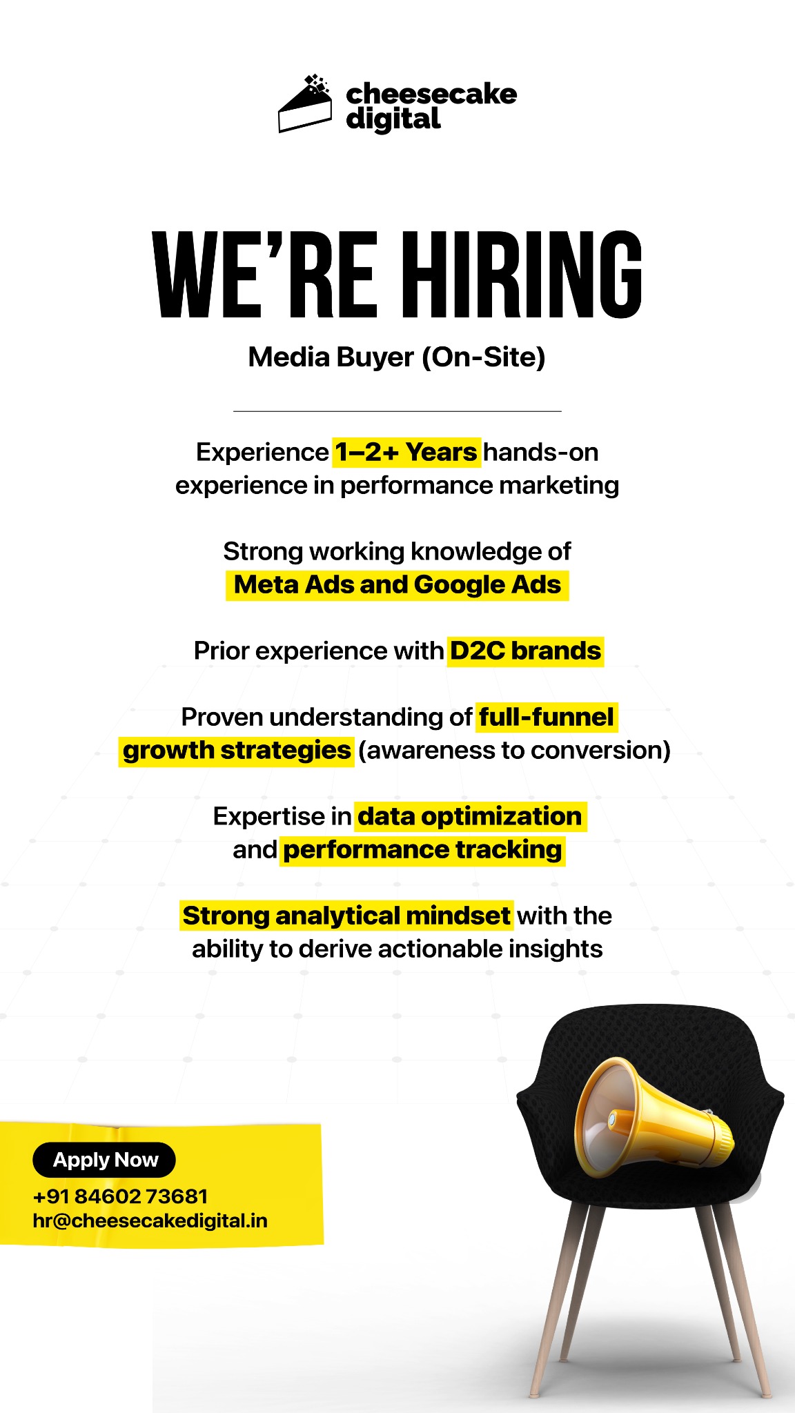 Cheesecake Digital Facebook ad: We’re hiring a Media Buyer!