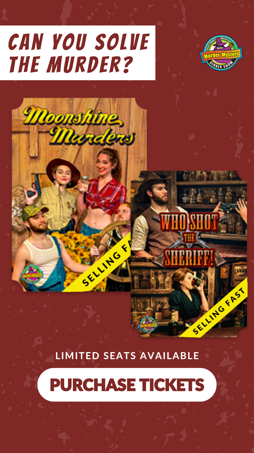 Great Smoky Mountain Murder Mystery Dinner Show Facebook ad