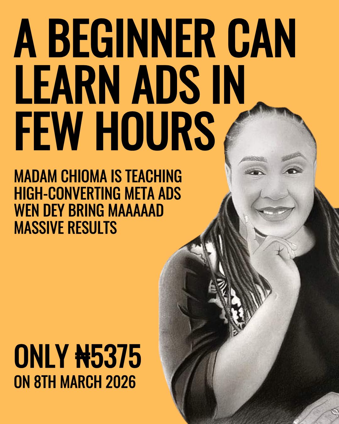 Chioma Business School Facebook ad: Learn Meta Ads even if you are a beginner