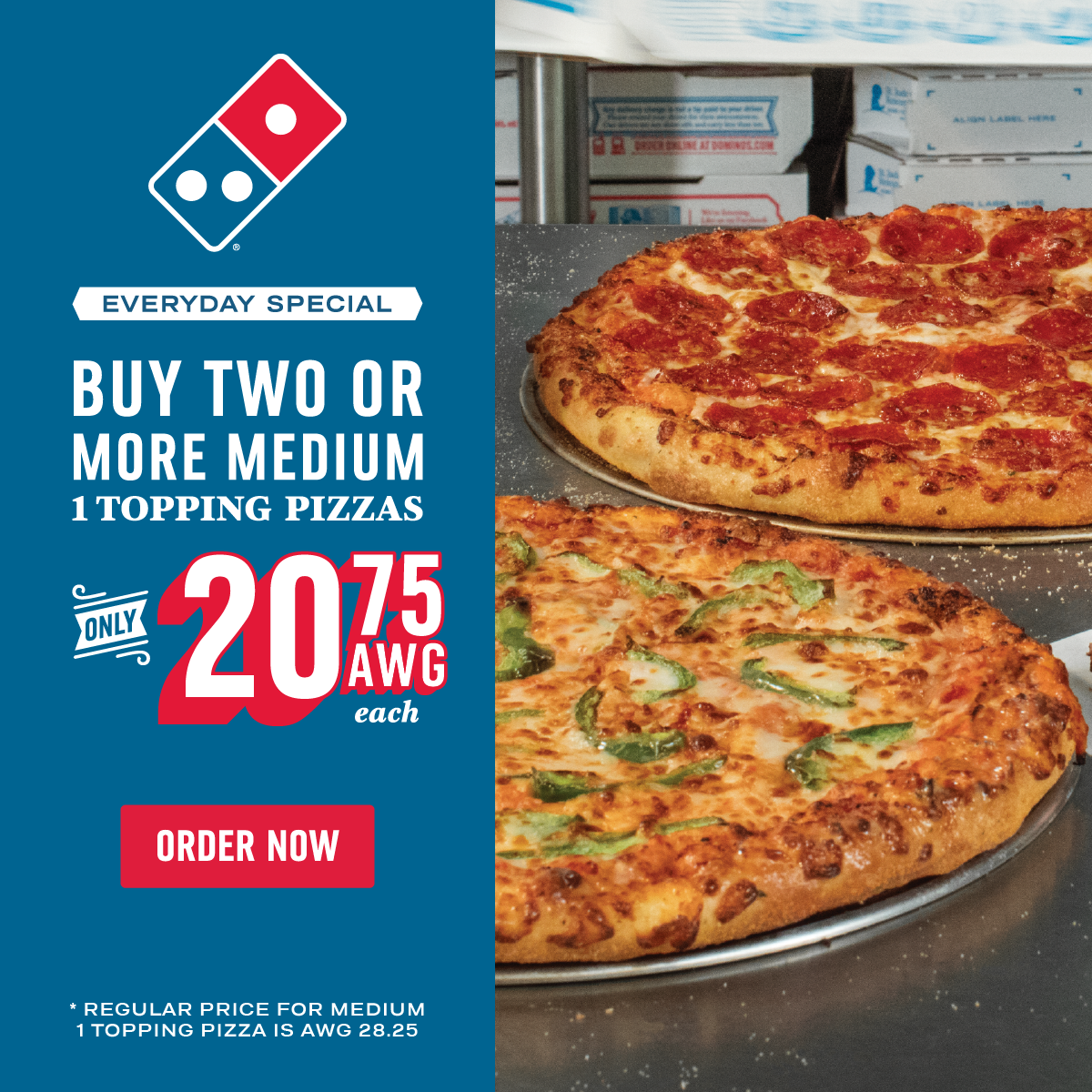 Domino's Pizza Aruba Facebook ad: Pizza Party for Less with Domino's Aruba Everyday…