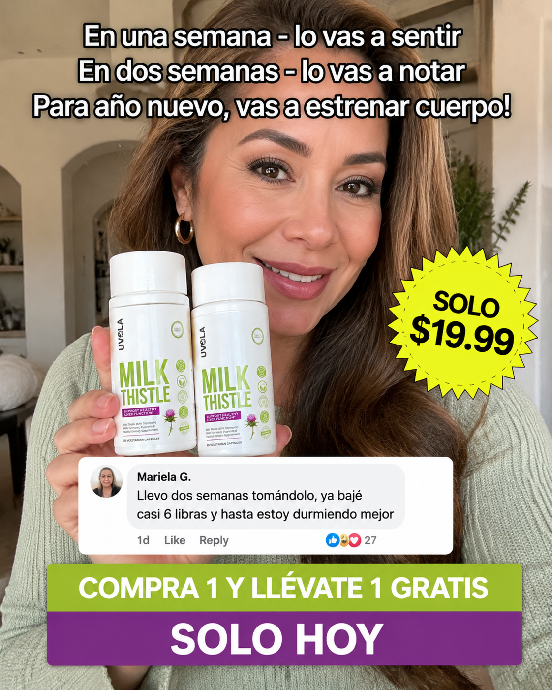 Uvola Supplements Facebook ad: Despierta el verdadero potencial de tu cuerpo