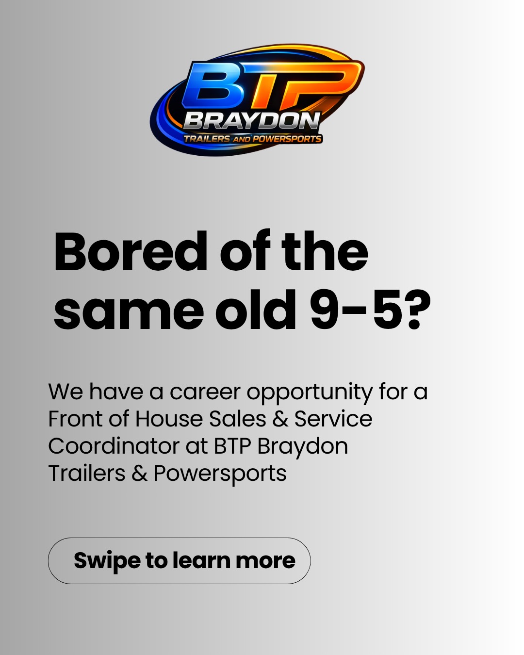 BTP Braydon Trailers & Powersports Facebook ad: WE’RE HIRING