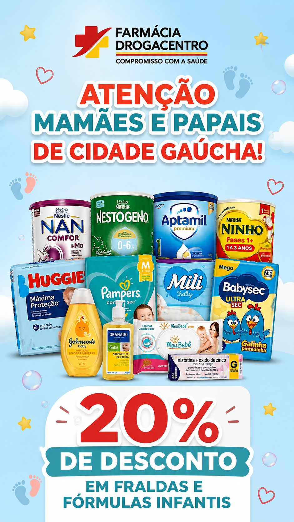 Farmácia Drogacentro - Cidade Gaúcha Facebook ad from May 5, 2026