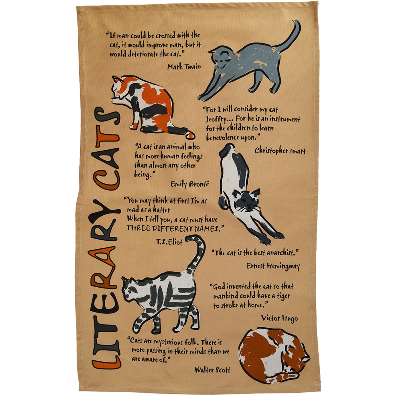 The Radical Tea Towel Company Facebook ad: Literary Cats Tea Towel