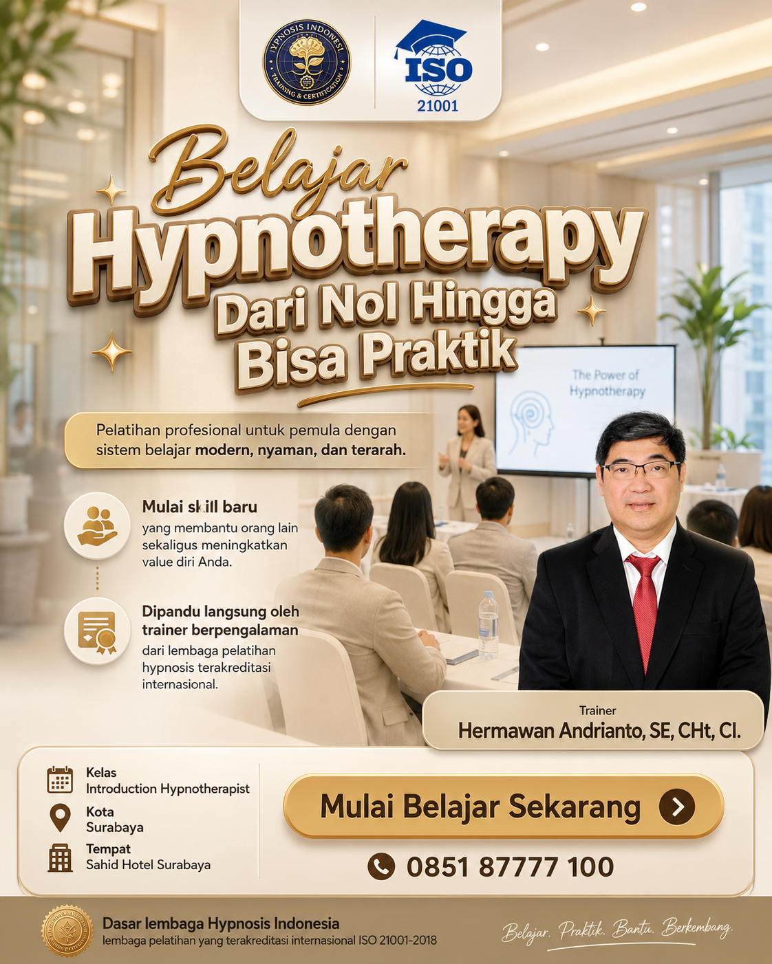 Mind Tech Facebook ad: Belajar Hypnotherapy dari Nol Hingga Bisa Praktik