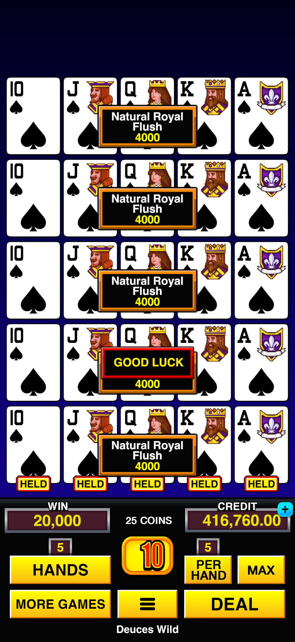 Multi Millionaire Video Poker Facebook ad: Built for vertical play.