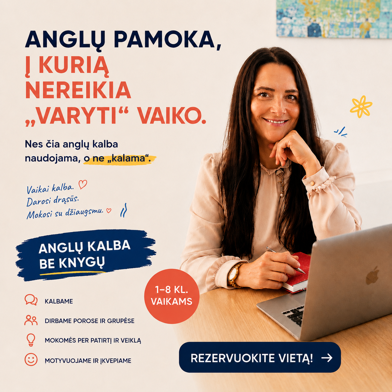 Tobulėjimo akademija Facebook ad: Anglų kalba vaikams, tik 20 €/mėn.*