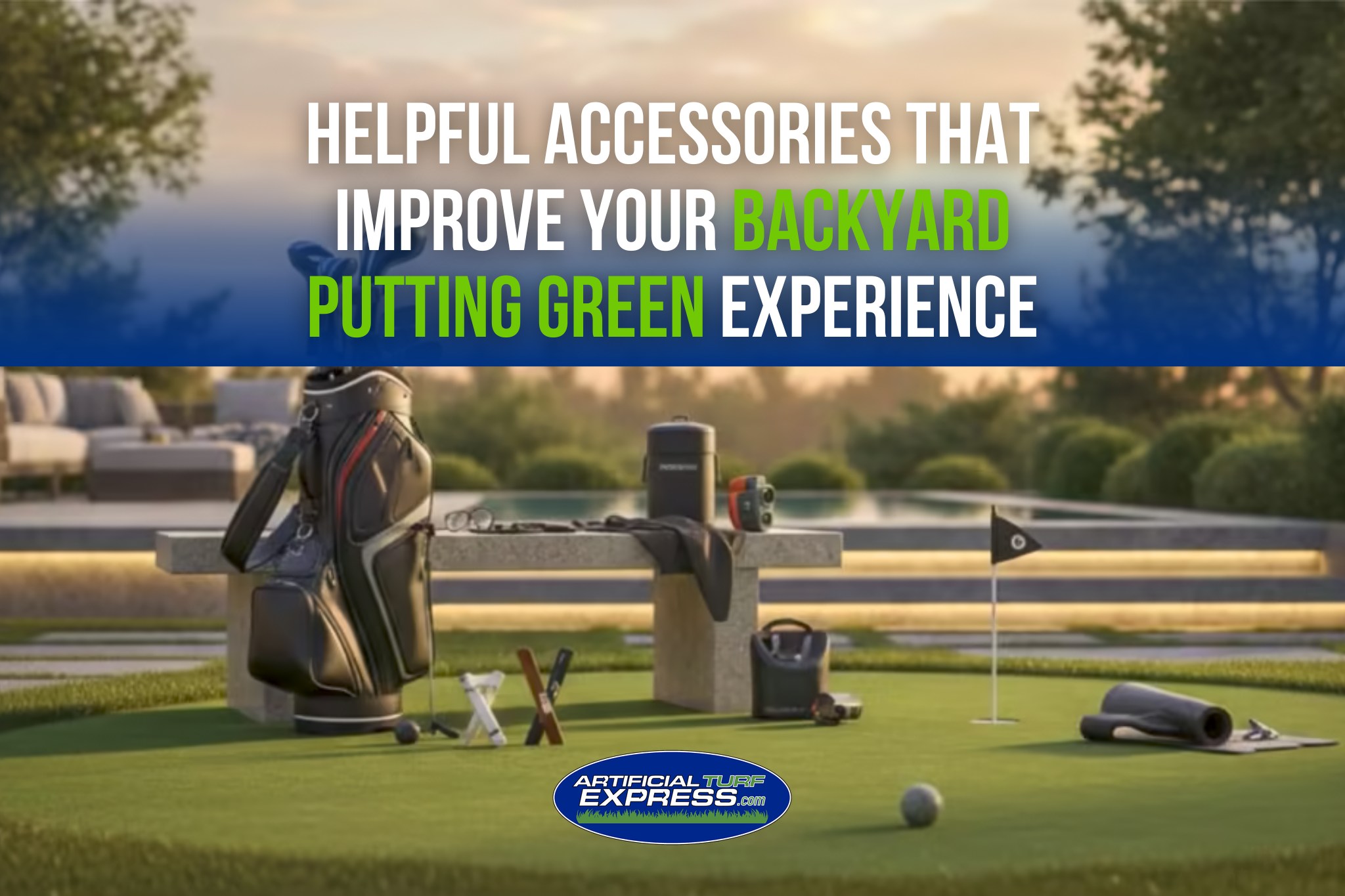 Artificial Turf Express Facebook ad: The right accessories can turn a simple backyard…