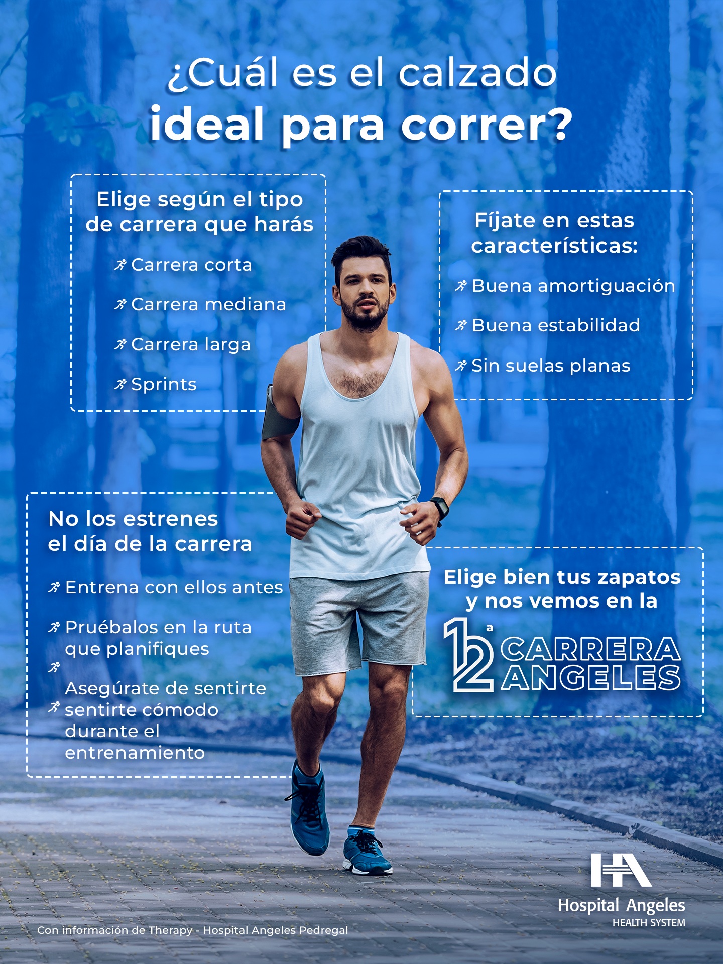 Hospital Angeles Facebook ad: La elección del calzado para correr puede depender…