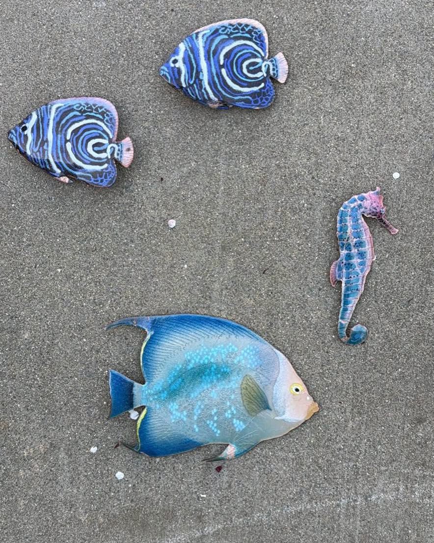 Nancy Sciabica Facebook ad: Metal art Fishes and Seahorse