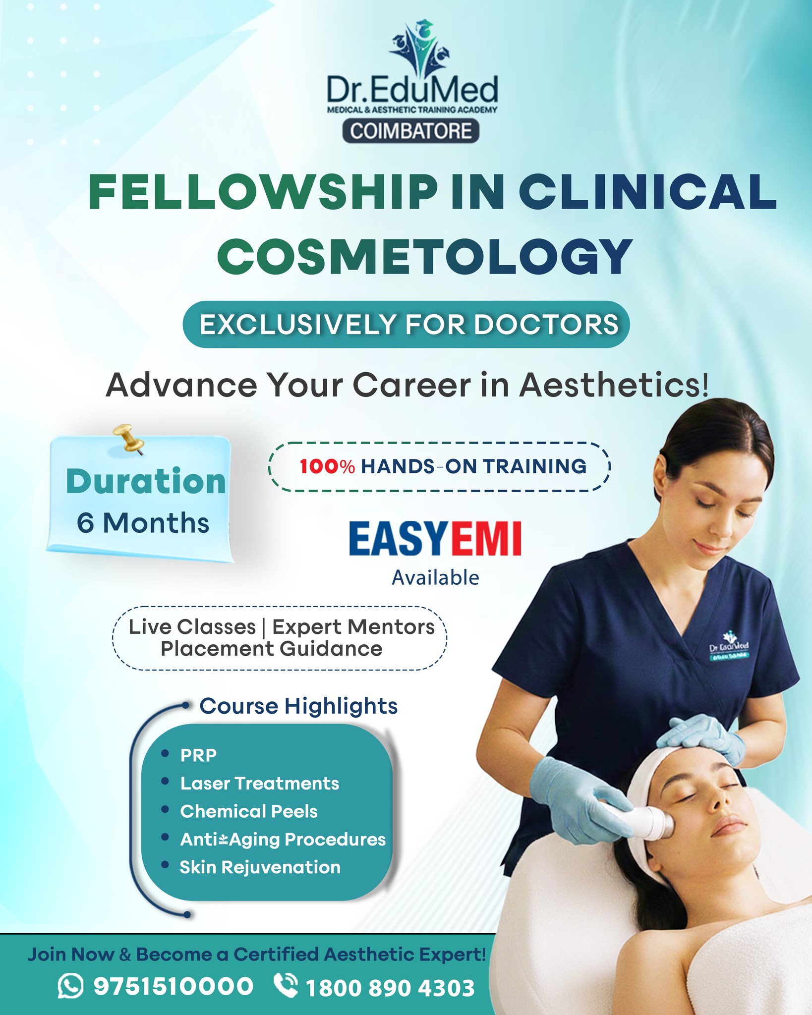 Dr.edumedcoimbatore Facebook ad: 100% Job Guarantee in Aesthetic Fellowship