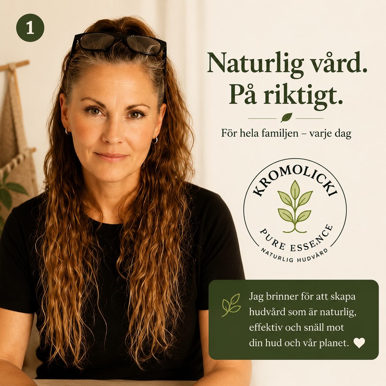 KromolickiPureessence Facebook ad: Naturlig hudvård för hela familjen.