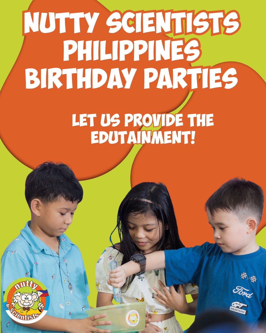 Nutty Scientists Philippines Facebook ad: Ready to throw the most explosive birthday party…