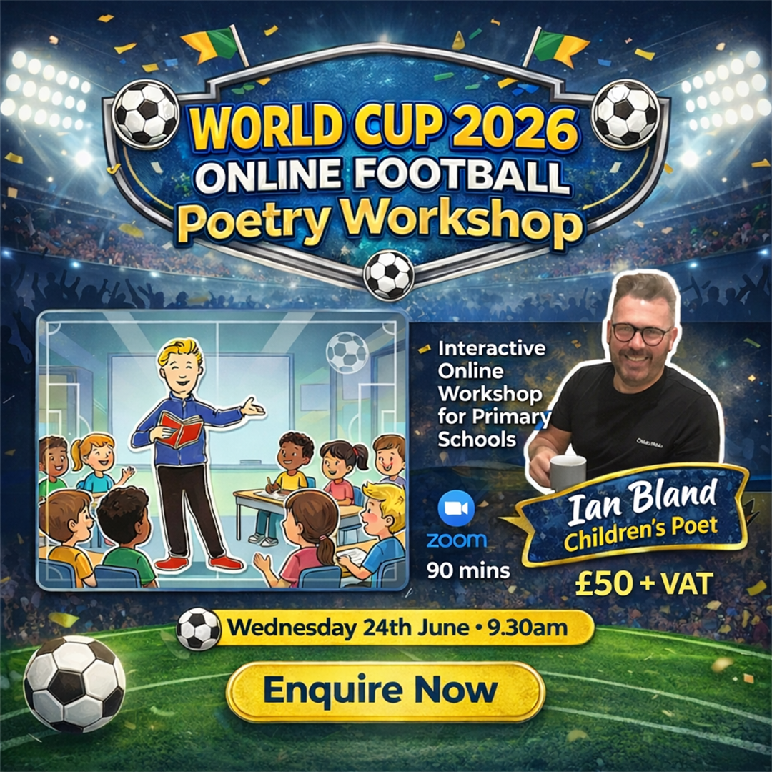 Ian Bland Children's Performance Poet Facebook ad: World Cup 2026 Online Poetry Workshop