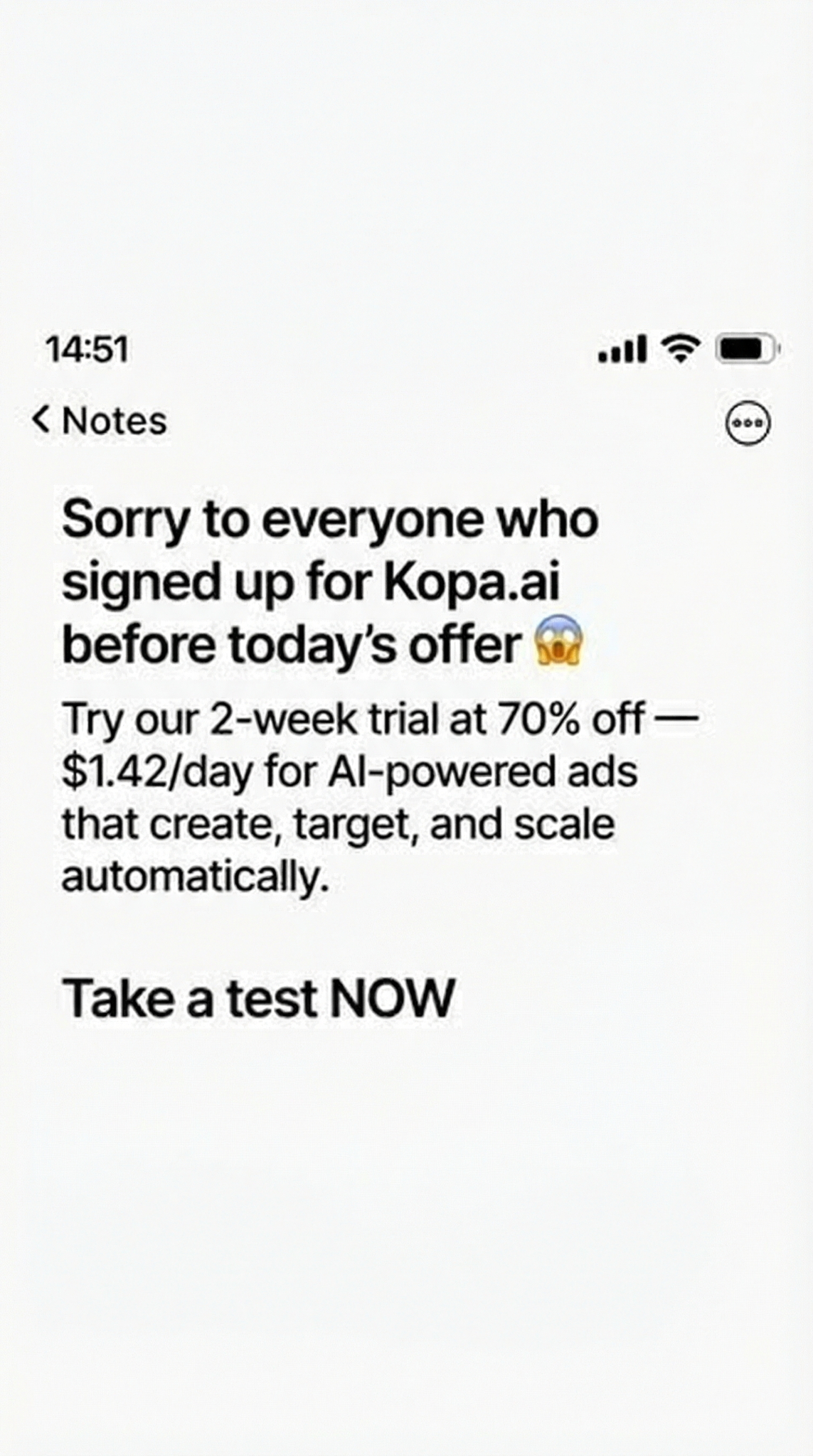 kopa.ai Facebook ad