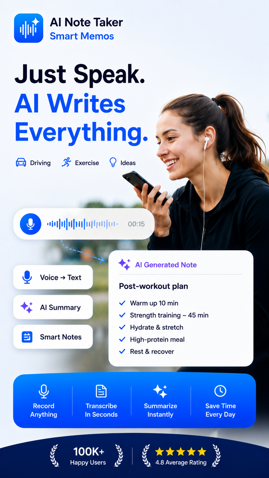 AI Note Taker: Smart Memos Facebook ad: Download AI Take Notes For You