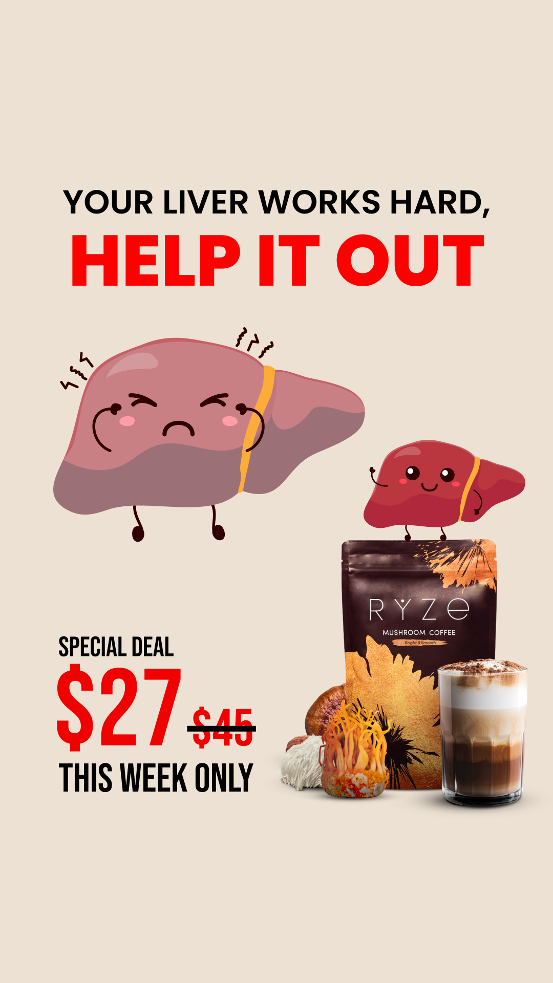 RYZE Superfoods Facebook ad