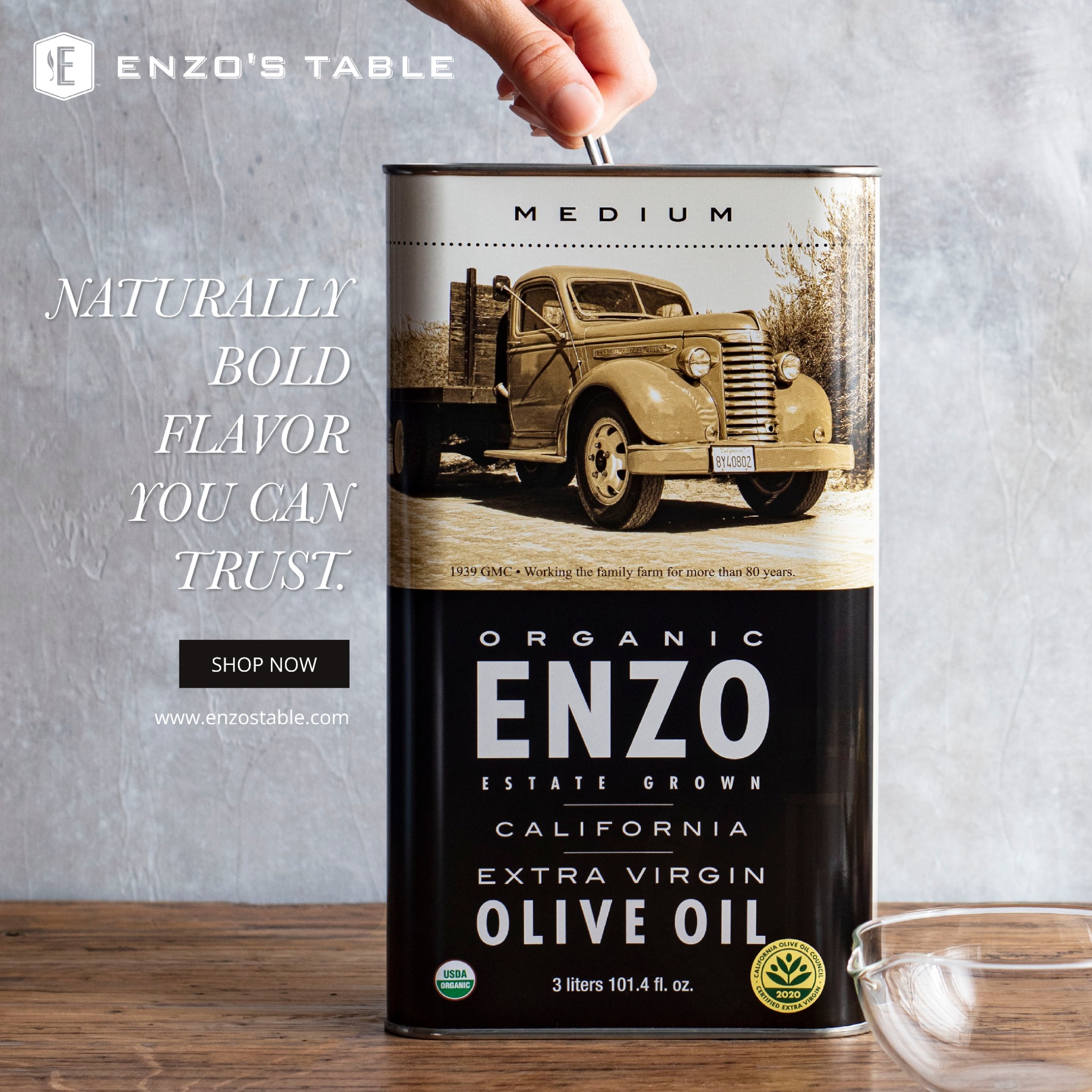 Enzo's Table Facebook ad: Award-Winning Extra Virgin Olive Oil