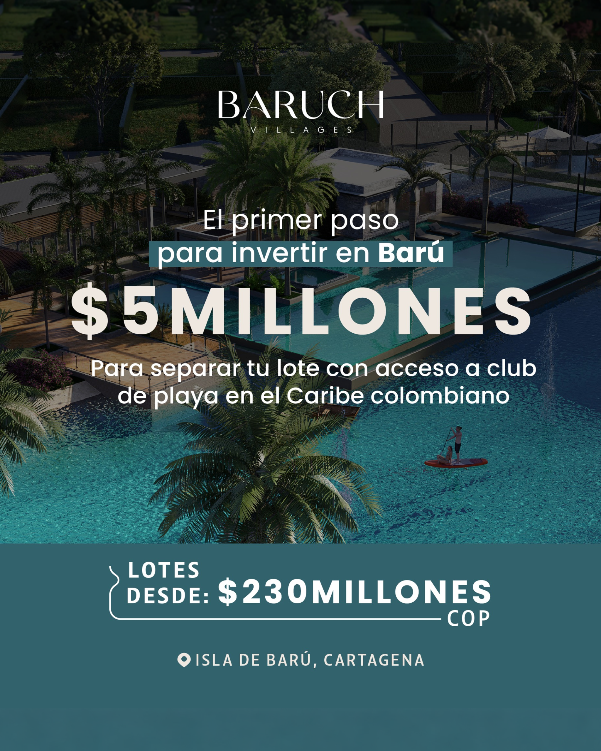 Baruch Villages Facebook ad: Lotes en Cartagena Barú desde $229M