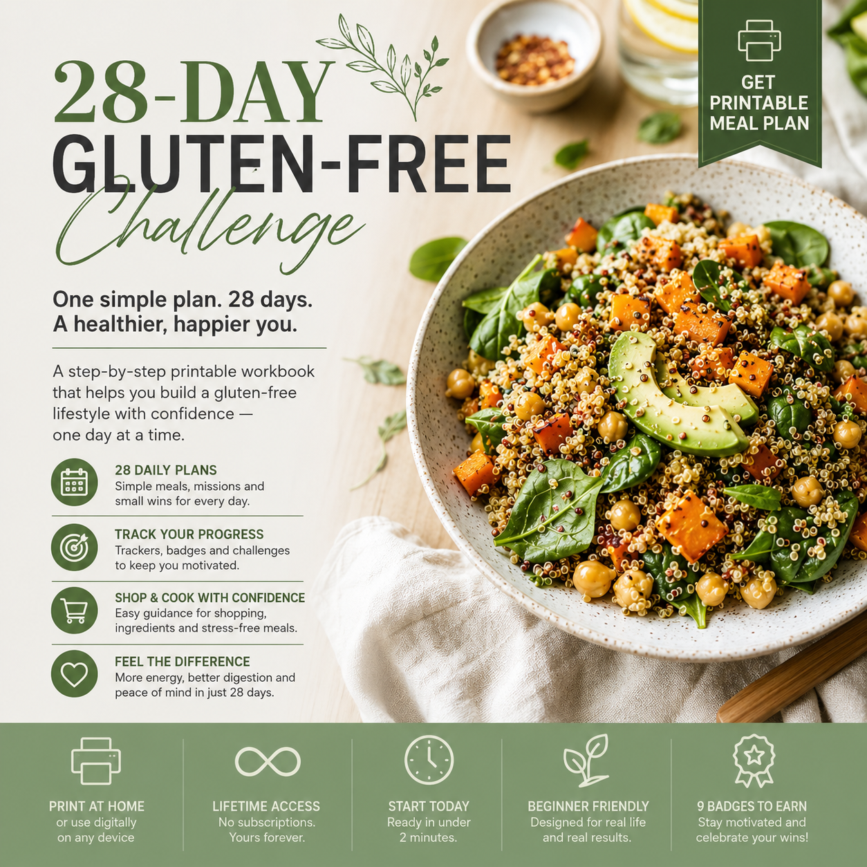 ZeroGluten Chef Facebook ad: Start Your 28-Day Gluten-Free Challenge