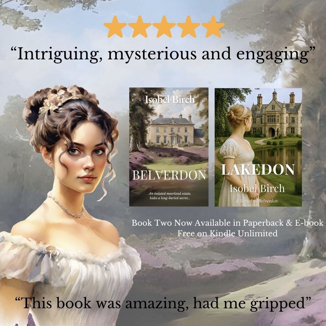Isobel Birch Books Facebook ad: Delve into your new favourite regency romance series