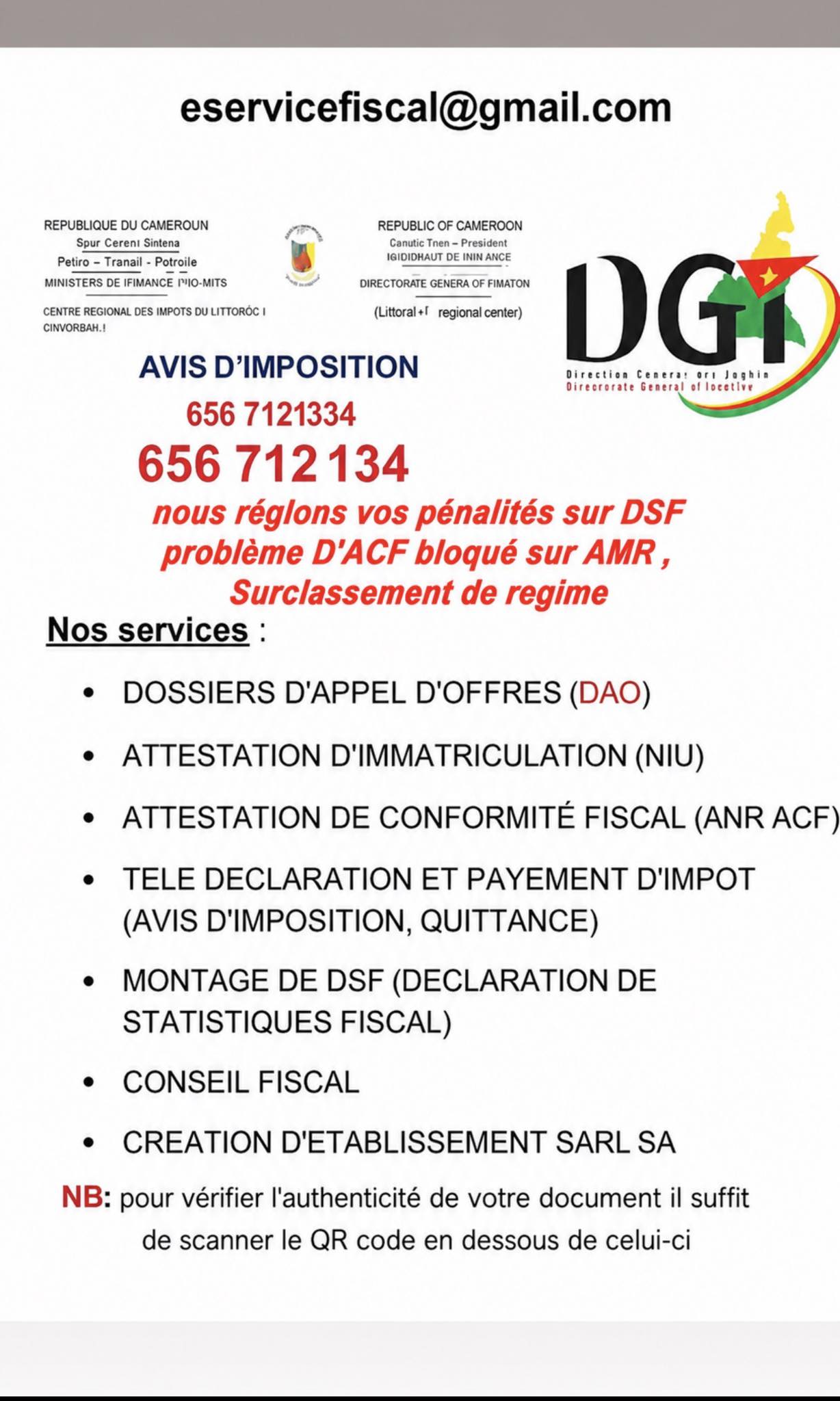 Conseiller Fiscal Cameroun Facebook ad: DEFAUTS DE DECLARATION ET IMPOSSIBLE D'OBTENIR