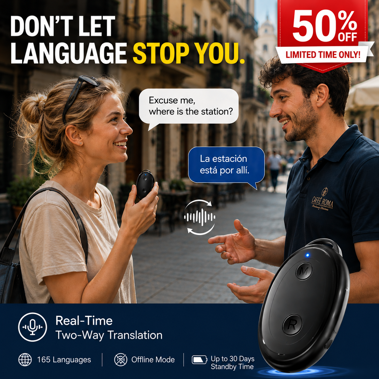 Lunovan Facebook ad: LAST DAY 50% OFF K18 AI Smart Translator 2026- Break…