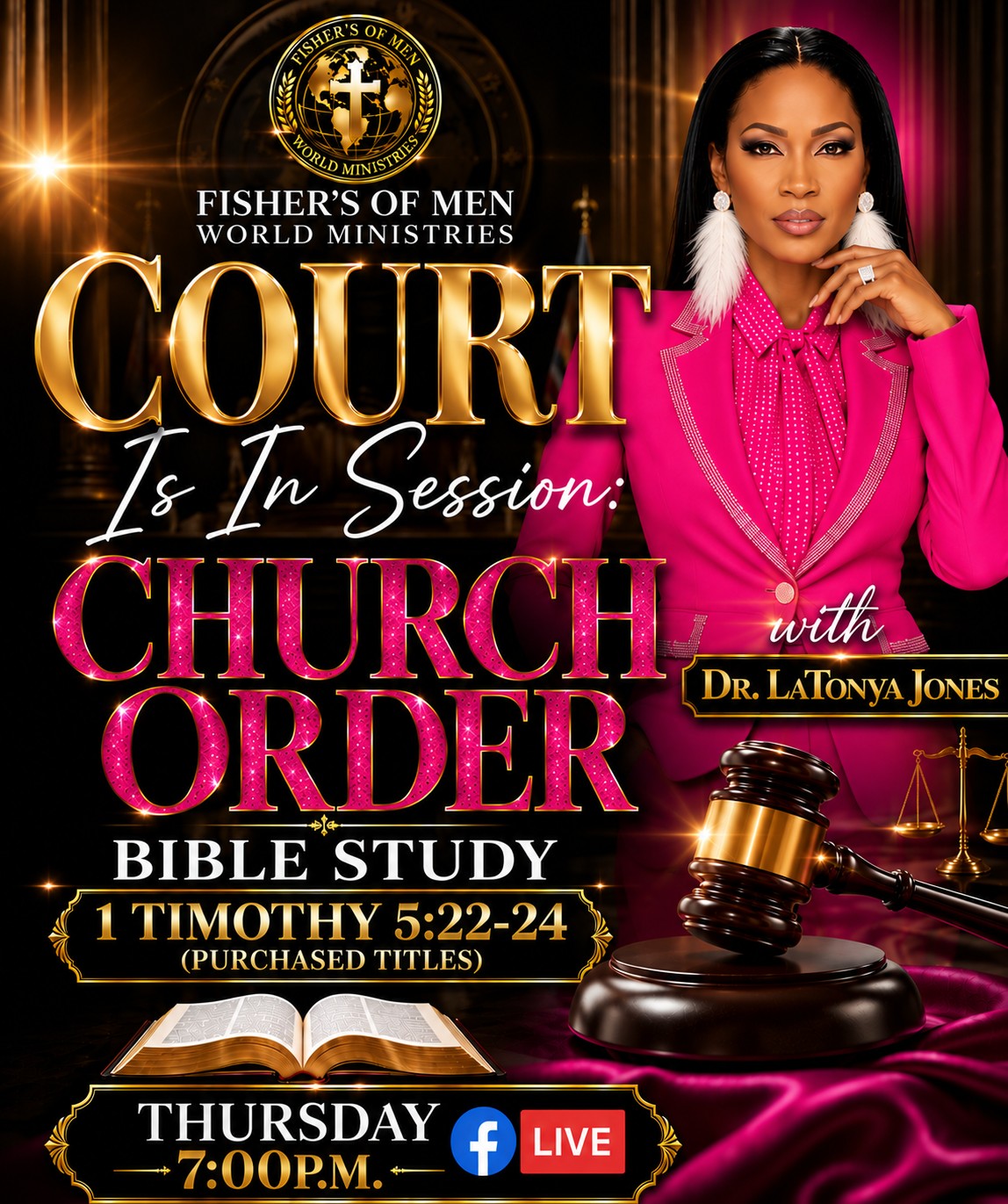 DrLatonya Jones Facebook ad: BIBLE STUDY: CHURCH ORDER (PURCHASED TITLES - FALSE…