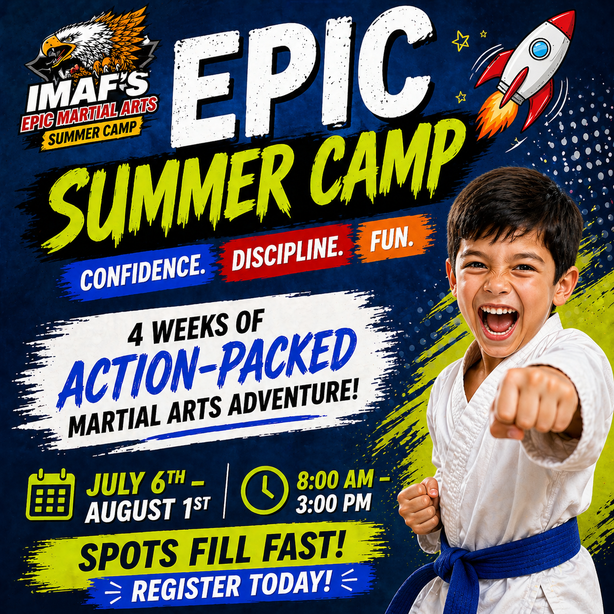 Integrated Martial Arts & Fitness Facebook ad: ๐๐๐๐
๐๐ฎ๐ฆ๐ฆ๐๐ซ ๐๐๐ฆ๐ฉ๐ฌ