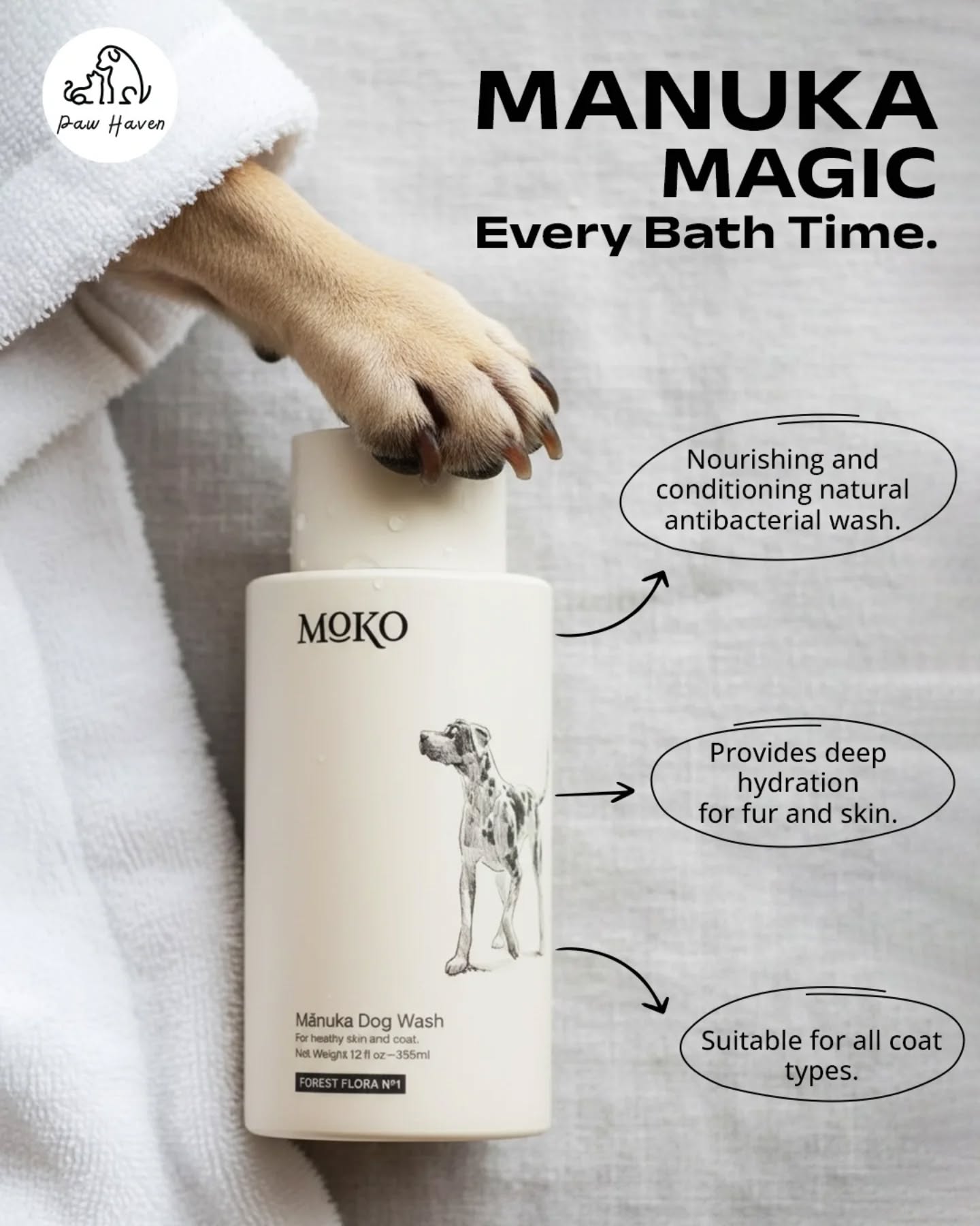 Paw Haven Facebook ad: Moko - Manuka Dog Wash