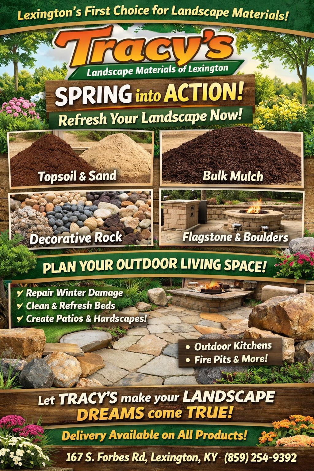 Tracy's Landscape Materials of Lexington Facebook ad from Mar 12, 2026